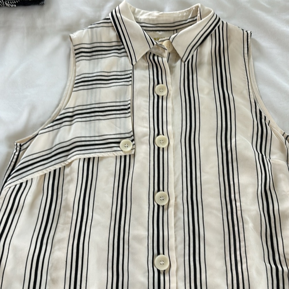 NWT Maeve by Anthropologie Striped Midi Dress Sleeveless Button down Size 6 - Picture 8 of 13